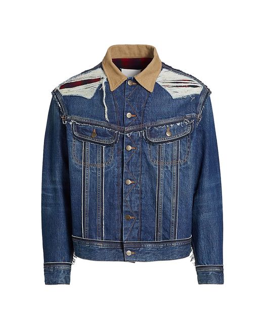 Maison Margiela Distresed Flannel-Lined Trucker Jacket