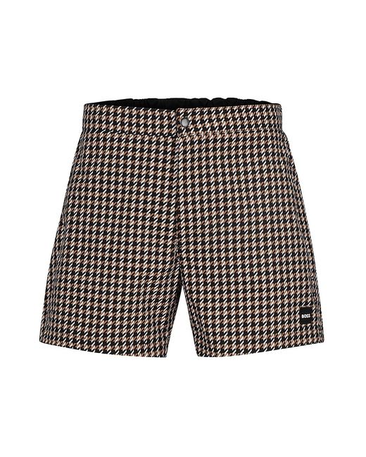 Boss Quick-Drying Swim Shorts With Hounstooth Pattern