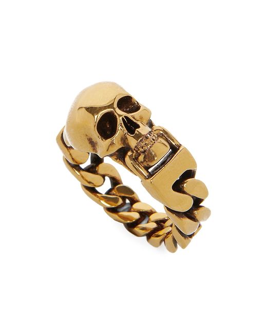 Alexander McQueen Skull Plated Brass Chain Ring