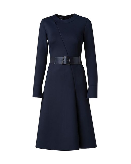 Akris Belted Cut-Out Long-Sleeve Midi-Dress