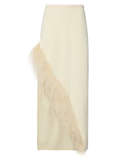 Lapointe Pebble Crepe Feather Maxi Skirt