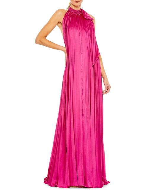 Mac Duggal Pleated Trapeze Halterneck Gown