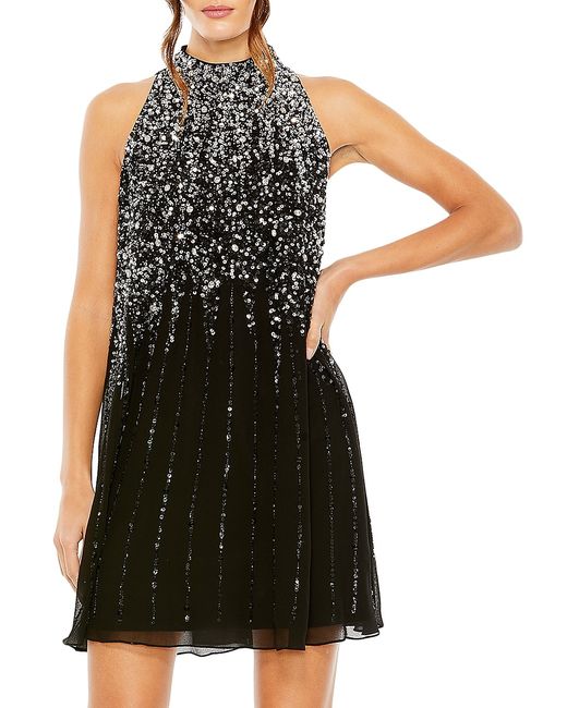 Mac Duggal Sequin-Embellished Trapeze Dress