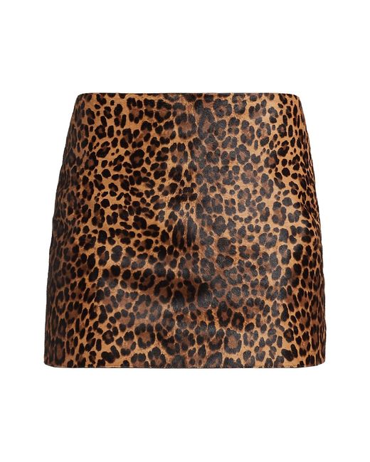 Michael Kors Collection Leopard-Print Calf Hair Miniskirt