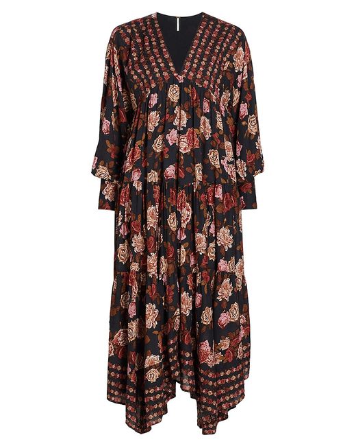 Free People Rows Of Roses Asymmetric Maxi Dress