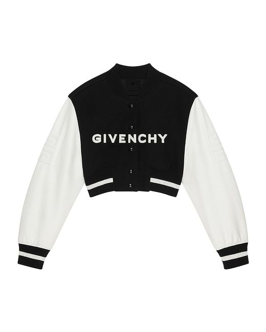Givenchy Cropped Varsity Jacket In Wool And Leather