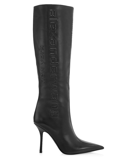 Alexander Wang Delphine 105MM Leather Silicone Logo Tall Boots