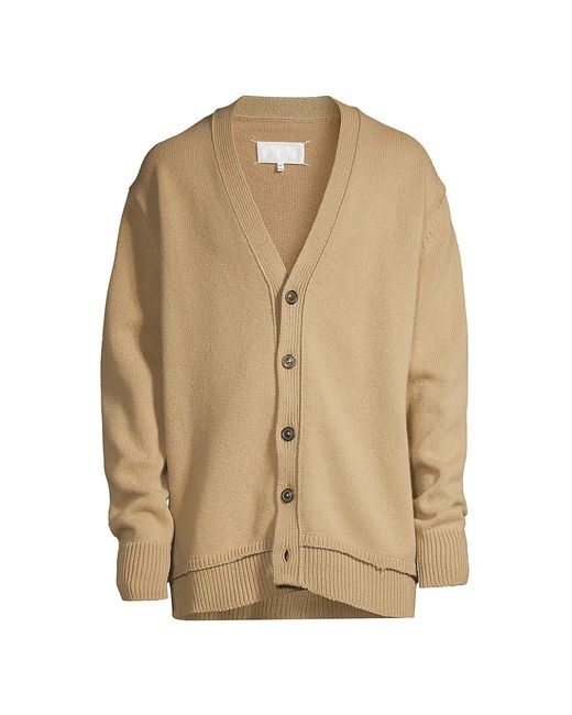 Maison Margiela Wool Linen-Blend Button-Front Cardigan