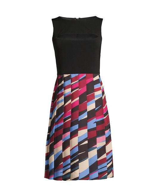 Laundry by Shelli Segal Pleated Geometric Cut-Out Dress