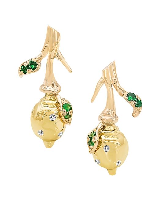 Rosmundo Limoni Frutti 18K Gold Diamond Tsavorite Earrings
