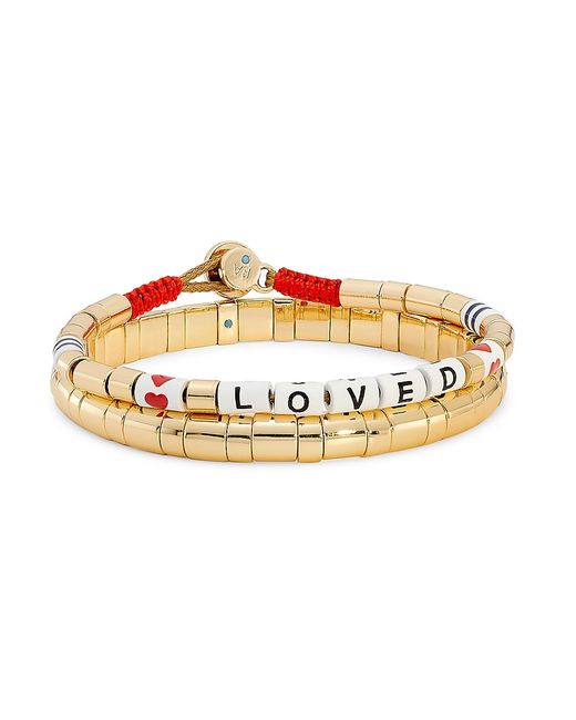 Roxanne Assoulin Loved 2-Piece Goldtone Enamel Cubic Zirconia Bracelet Set