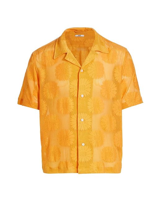 Bode Sunflower Lace Camp Shirt