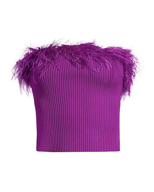 Milly Rib-Knit Feather Tube Top