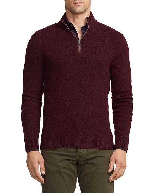 Ralph Lauren Purple Label Birdseye Cashmere Half-Zip Sweater