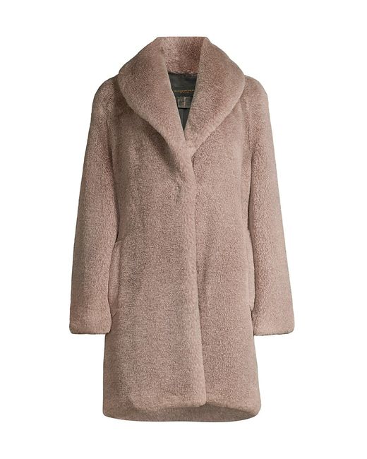 Donna Karan Faux-Fur Mid-Length Coat