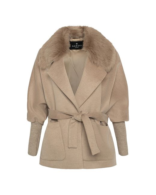 Gorski Belted Jacket With Lamb Collar