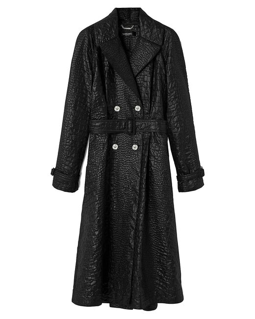 Versace Crocodile-Embossed A-Line Trench Coat