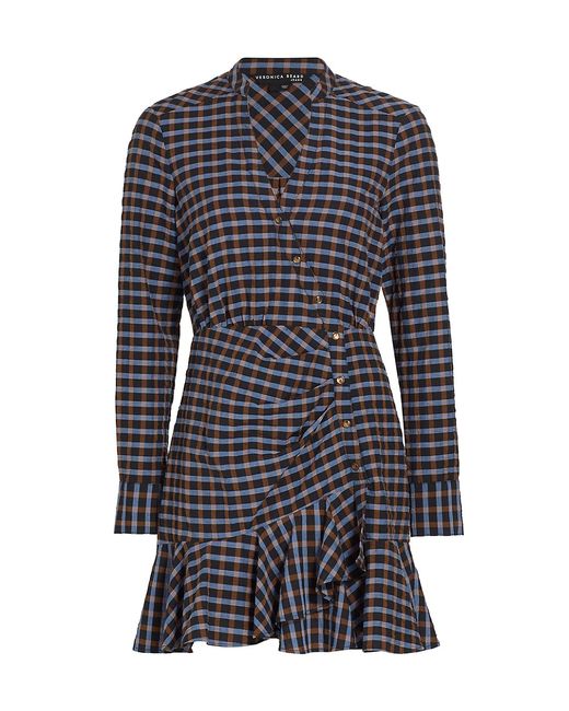 Veronica Beard Sherry Checkered Long-Sleeve Minidress