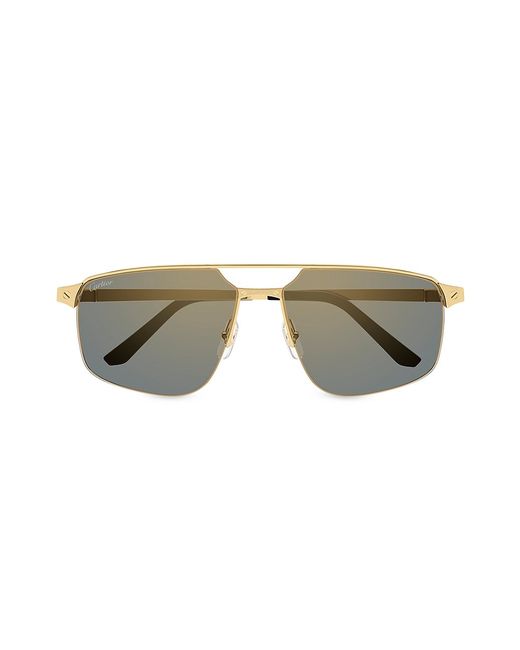 Cartier Santos De 60MM 24K--Plated Metal Navigator Sunglasses