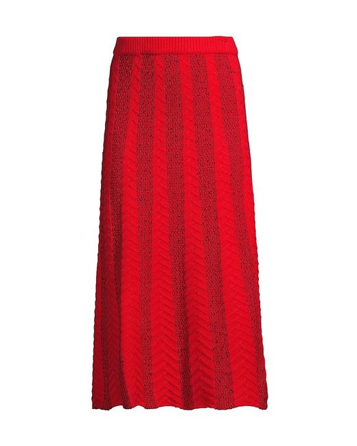 Misook Textural Striped Knit Midi-Skirt