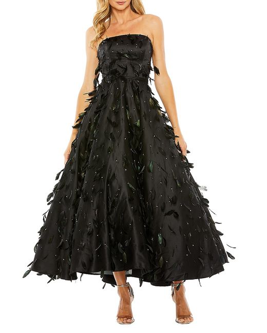 Mac Duggal Feather-Embellished Strapless Ball Gown