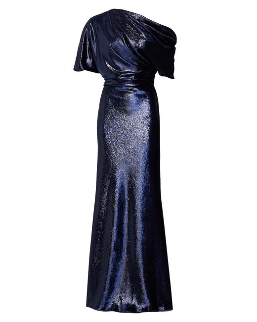 Amsale Metallic Velvet Draped Gown