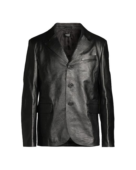Versace Three-Button Leather Blazer