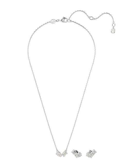 Swarovski Mesmera Rhodium-Plated Crystal Necklace Earrings Set