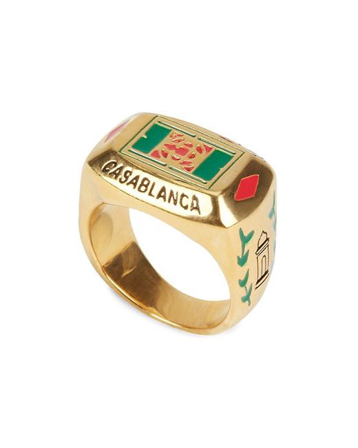 Casablanca Tennis Club Gold-Plated Brass Enamel Logo Ring