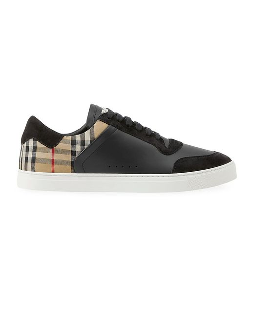 Burberry Stevie Check Leather Canvas Sneakers