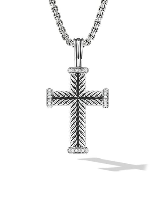 David Yurman Chevron Cross Pendant with Pavé Diamonds