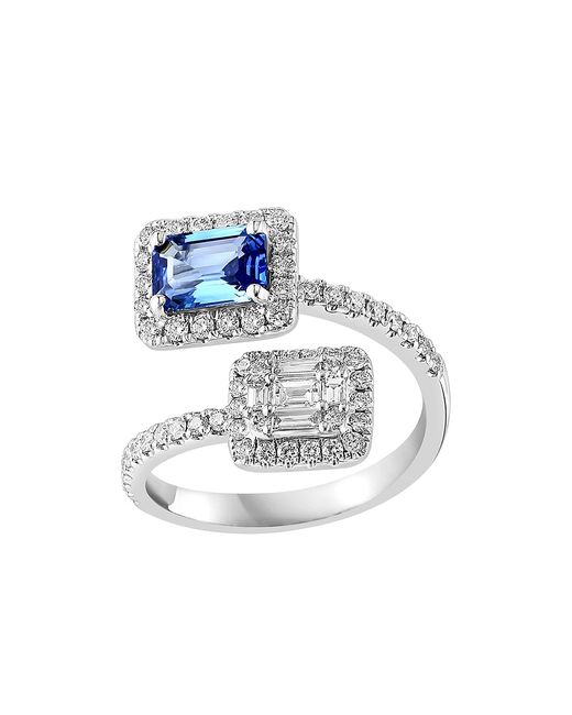 Saks Fifth Avenue Collection 18K Blue Sapphire 0.19 TCW Diamond Bypass Ring