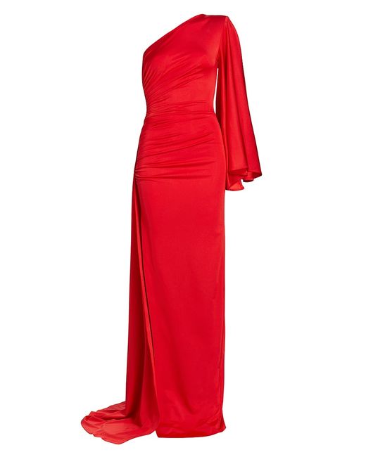 Michael Costello Collection Leo Jersey Draped One-Shoulder Gown