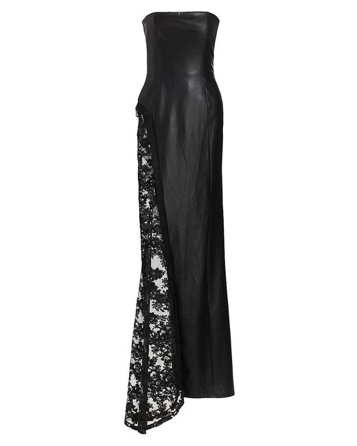 Alice + Olivia Retha Strapless Vegan Leather Sequined Gown