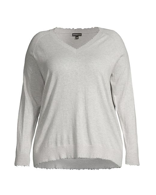Minnie Rose, Plus Size Blend V-Neck Sweater