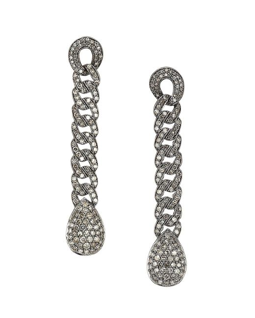 Nina Gilin Black Rhodium-Plated Chain Drop Earrings