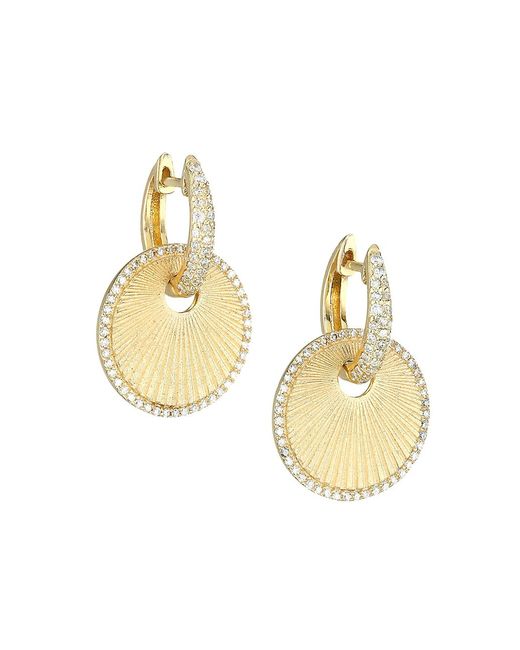 Nina Gilin 14K Yellow Diamond Disc Huggie Hoop Earrings