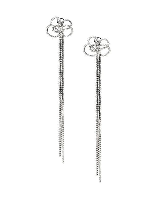 Kenneth Jay Lane Rhodium-Plated Glass Crystal Clip-On Drop Earrings