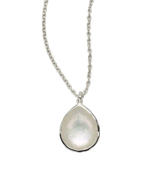 Ippolita Wonderland Mother-Of-Pearl Clear Quartz Sterling Mini Teadrop Doublet Pendant Necklace