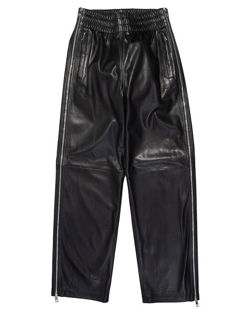 Purple Brand Leather Side-Zip Relaxed-Fit Track Pants