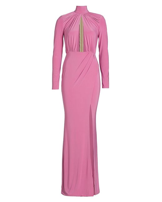 Michael Costello Collection Pisces Draped Jersey Cut-Out Gown