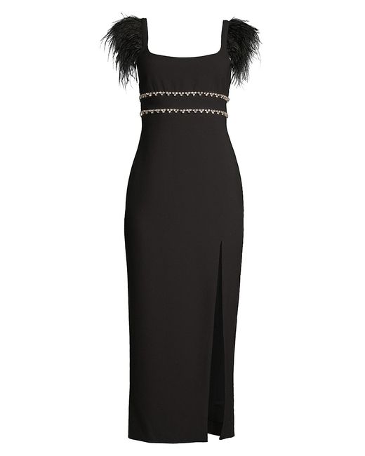 Likely Prima Crystal Feather Midi-Dress