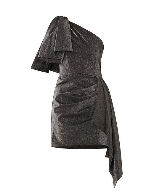 Shoshanna Catalaya Metallic One-Shoulder Minidress