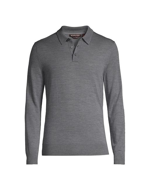 Michael Kors Wool Long-Sleeve Polo Shirt