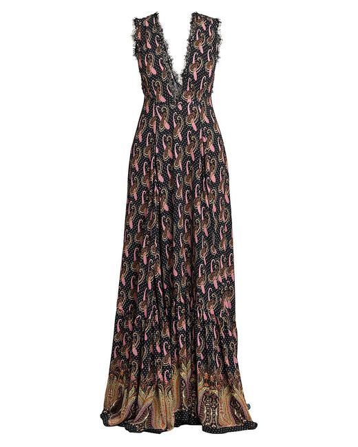 Etro Printed V-Neck Gown