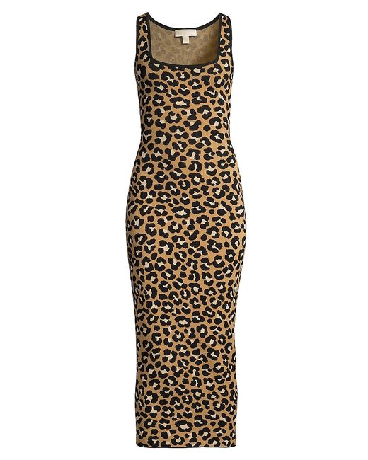 Michael Michael Kors Cheetah Jacquard Bodycon Midi-Dress