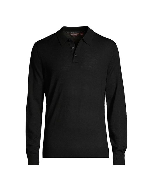 Michael Kors Wool Long-Sleeve Polo Shirt