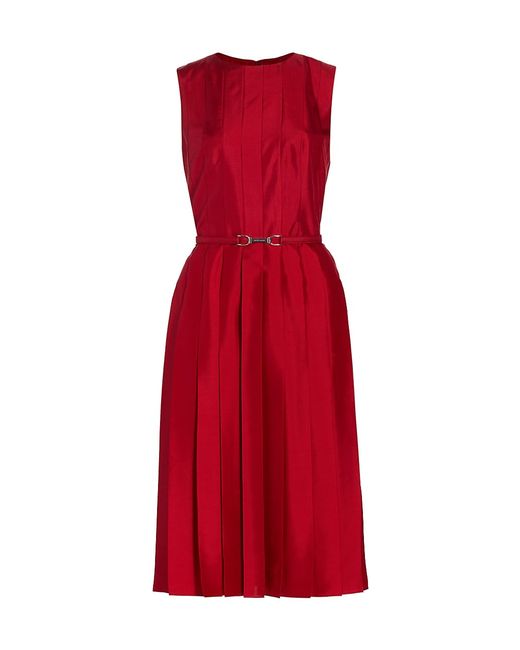 Ralph Lauren Collection Halran Belted Pleated Knee-Length Dress