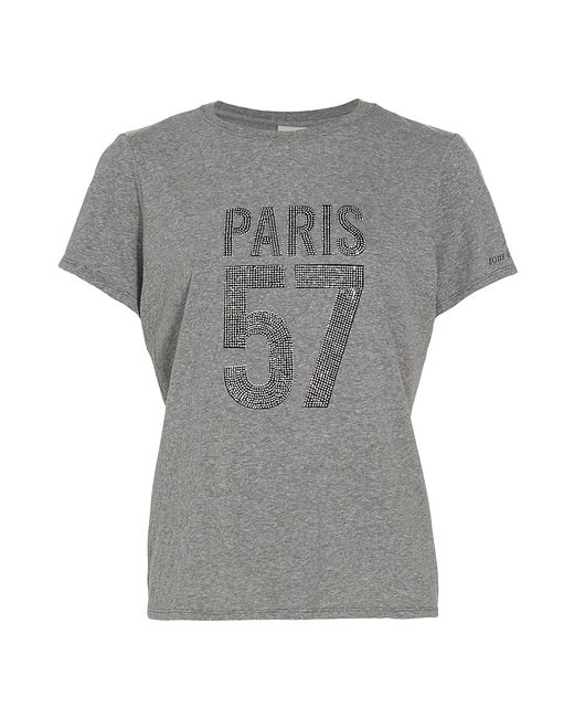 Cinq a Sept Paris 57 EmbellishedCotton-Blend Short-Sleeve T-Shirt