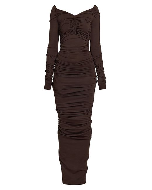 Dolce & Gabbana Ruched Jersey V-Neck Maxi Dress